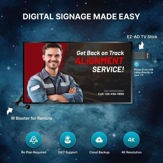 Alt view image 2 of 5 - EZ AD Digital Signage Stick Player, AI Digital Menu Board for Business