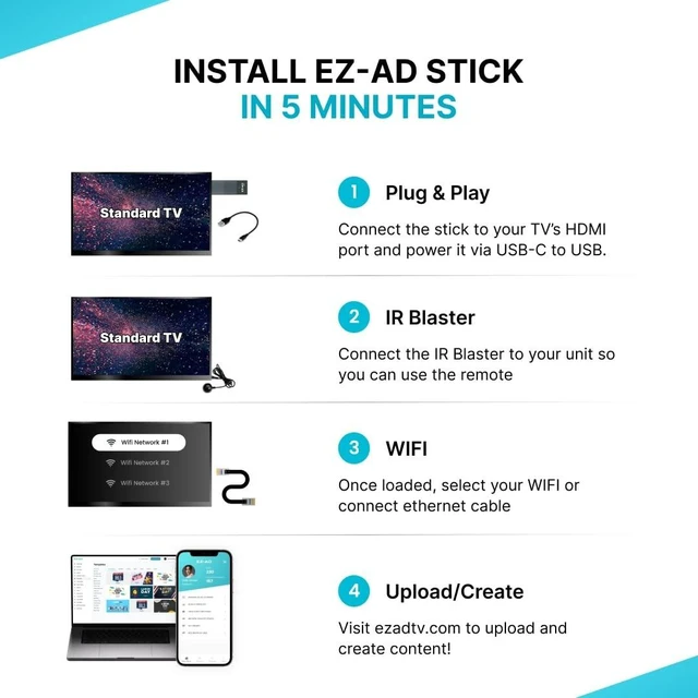 Alt view image 5 of 5 - EZ AD Digital Signage Stick Player, AI Digital Menu Board for Business