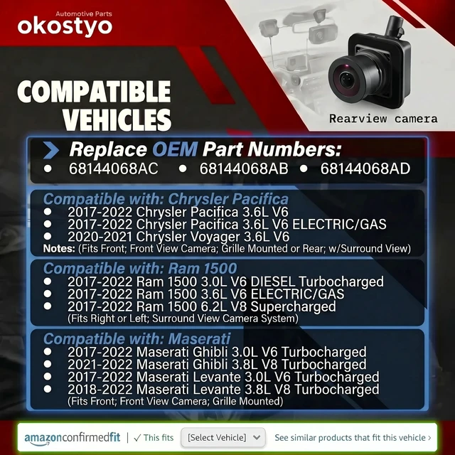 Alt view image 2 of 5 - No. 68144068AC Upgraded 360 Front & Rear & Left & Right Reversing Camera
