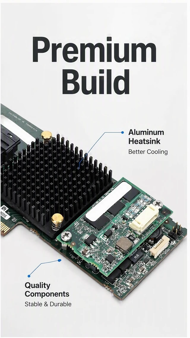 Alt view image 3 of 5 - SAS Controller Card 6GBps 1GB Cache PCIe X8 4 Port