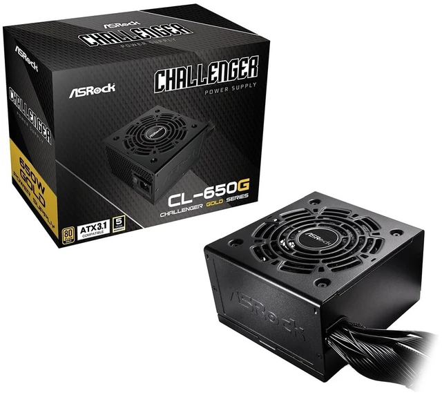 Main image of ASRock Challenger 650W Power Supply 5 Years Warranty ATX 3.1 Auto iCOOL Intelligent Fan Control 120mm Golf Blade 80 Plus Gold Certified Non-Modular CL-650G