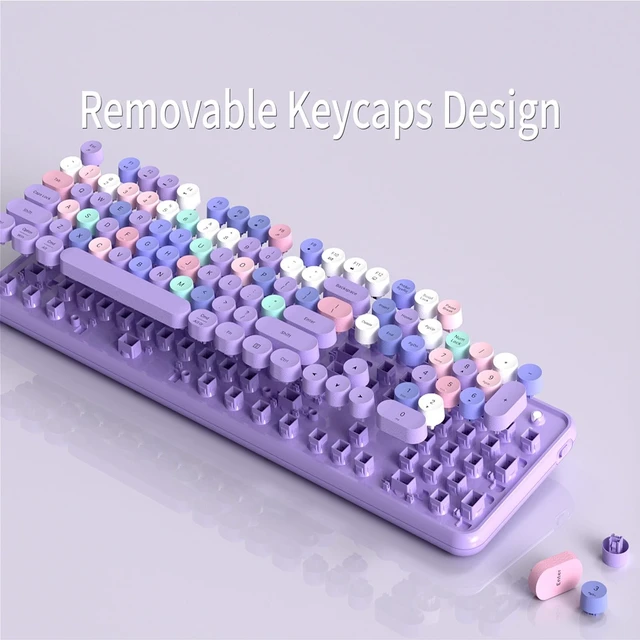 Alt view image 5 of 5 - KEQTFT Colorful Wireless Keyboard and Mouse Combos, Purple Colorful