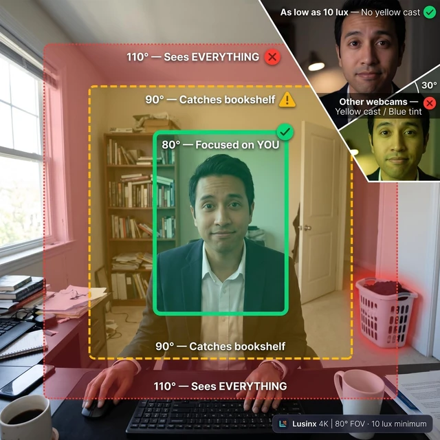 Alt view image 5 of 5 - Lusinx 4K Webcam with PDAF Autofocus for PC/Laptop