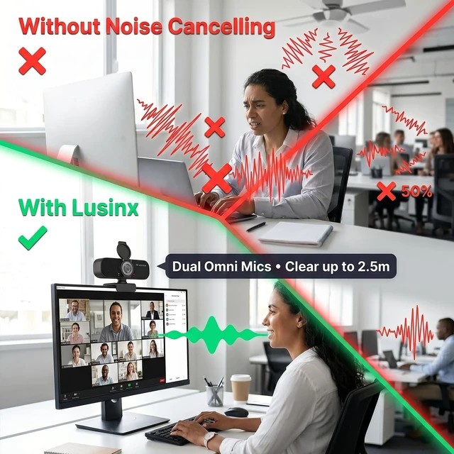 Alt view image 4 of 5 - Lusinx 4K Webcam with PDAF Autofocus for PC/Laptop