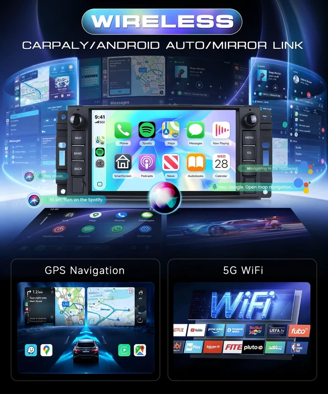 Alt view image 3 of 5 - 4+64G Car Stereo for Jeep Wrangler JK 2007-2015 Grand Cherokee 2005-2011