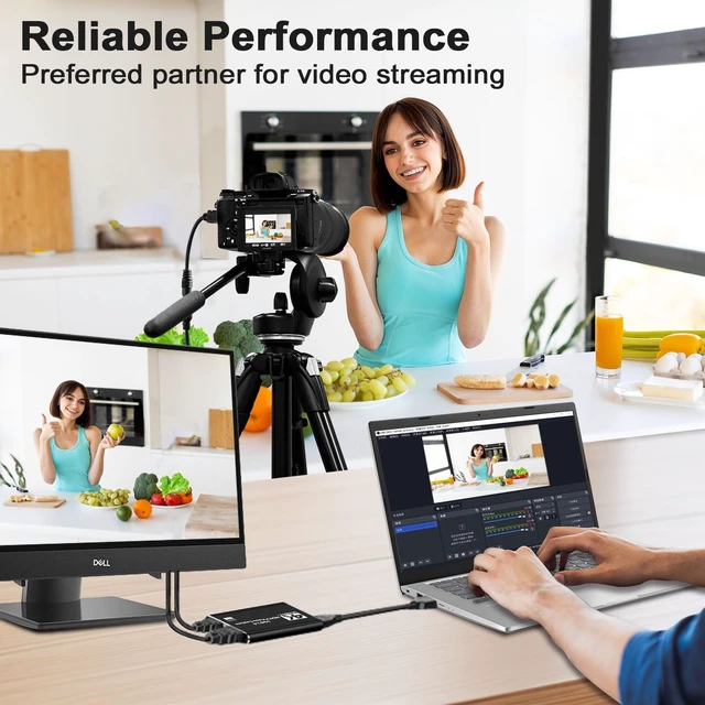 Alt view image 5 of 5 - Capture Card for Streaming 4K HDMI Video Capture Card USB 3.0 Video Capture Device Full HD 1080P 60FPS Video Recorder Card for Game Recording Live Streaming Broadcasting Online Meeting Teaching