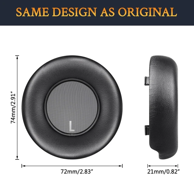 Alt view image 4 of 5 - SOULWIT Replacement Ear Pads for JBL Club700BT/Club 700BT Headphones, Earpads Cushions with Softer Protein Leather, Noise Isolation Foam - Black