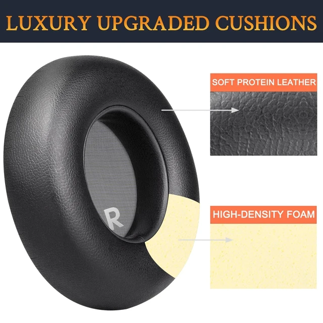 Alt view image 3 of 5 - SOULWIT Replacement Ear Pads for JBL Club700BT/Club 700BT Headphones, Earpads Cushions with Softer Protein Leather, Noise Isolation Foam - Black