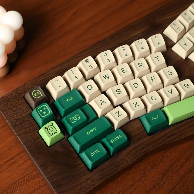 Alt view image 2 of 5 - ULTRAEQUIP Keycap Set - Double Shot PBT Keycaps 160 Keys SA Profile Retro Green and Beige Custom Keycap Set Compatible with Alice/60%/65%/75%/TKL/96%/100% US Layout MX Switches Mechanical Keyboard