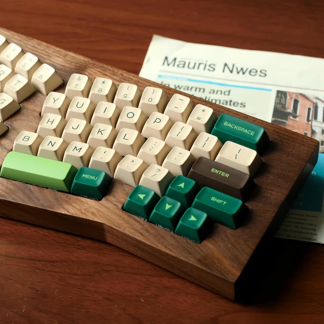 Alt view image 3 of 5 - ULTRAEQUIP Keycap Set - Double Shot PBT Keycaps 160 Keys SA Profile Retro Green and Beige Custom Keycap Set Compatible with Alice/60%/65%/75%/TKL/96%/100% US Layout MX Switches Mechanical Keyboard