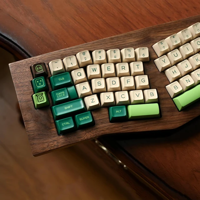Alt view image 4 of 5 - ULTRAEQUIP Keycap Set - Double Shot PBT Keycaps 160 Keys SA Profile Retro Green and Beige Custom Keycap Set Compatible with Alice/60%/65%/75%/TKL/96%/100% US Layout MX Switches Mechanical Keyboard