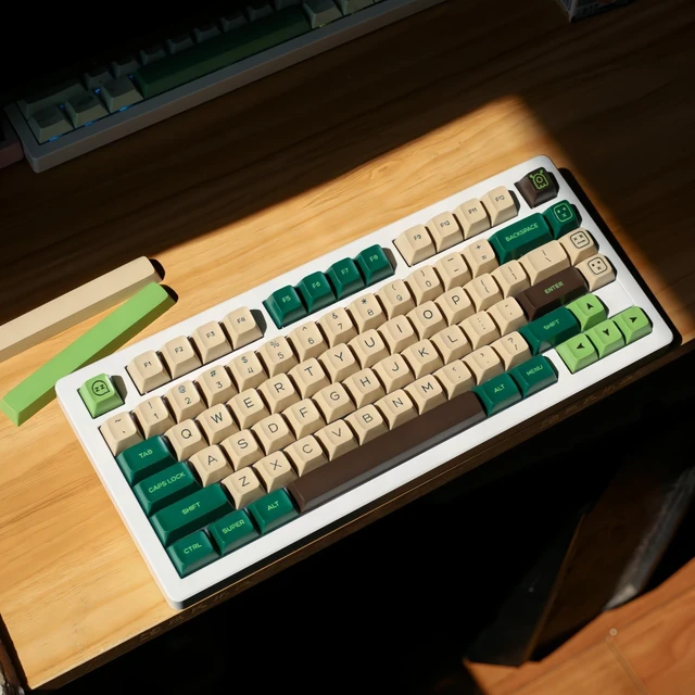 Alt view image 5 of 5 - ULTRAEQUIP Keycap Set - Double Shot PBT Keycaps 160 Keys SA Profile Retro Green and Beige Custom Keycap Set Compatible with Alice/60%/65%/75%/TKL/96%/100% US Layout MX Switches Mechanical Keyboard