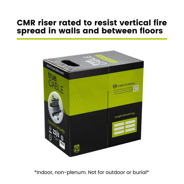 Alt view image 2 of 5 - TRUE CABLE 22/6 AWG Sound & Security Speaker Wire, Unshielded Stranded Pure Copper Bulk Cable, CMR/CL3R Riser in-Wall, UL13 300V, Gray, 500ft