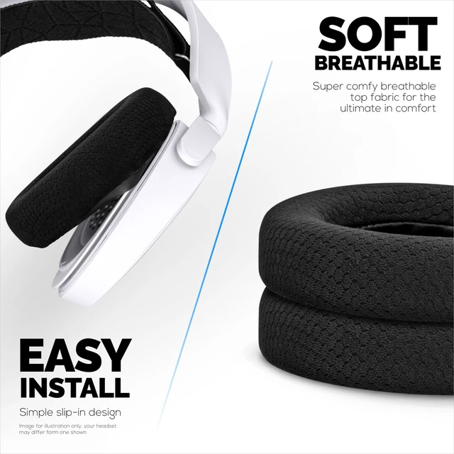 Alt view image 5 of 5 - Fabric Earpads for Steelseries Arctis Nova Series 1/P/X, 3, 5/P/X, 7/P/X, PRO & PRO for Xbox Headsets, Breathable Mesh Fabric & High-Grade Memory Foam - Thicker, Comfier & Long Lasting, By Brainwavz