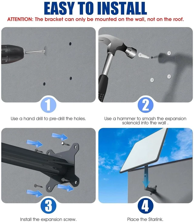 Alt view image 5 of 5 - Hamwesh Mount, Satellite Dish Mount with Mounting Adapter and Screws for Roof Wall Eave Installation
