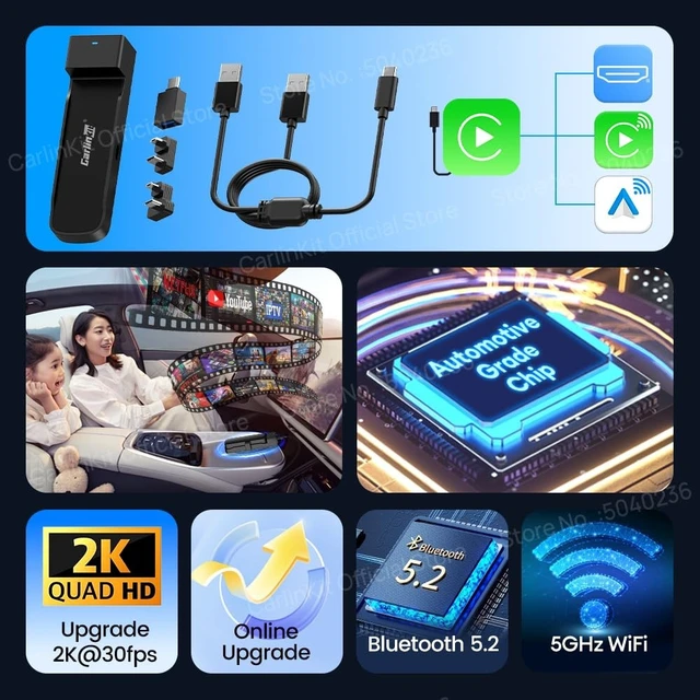 Alt view image 4 of 5 - Wireless CarPlay Adapter CarlinKit FireDrive Link Pro 3-in-1 for TV Stick