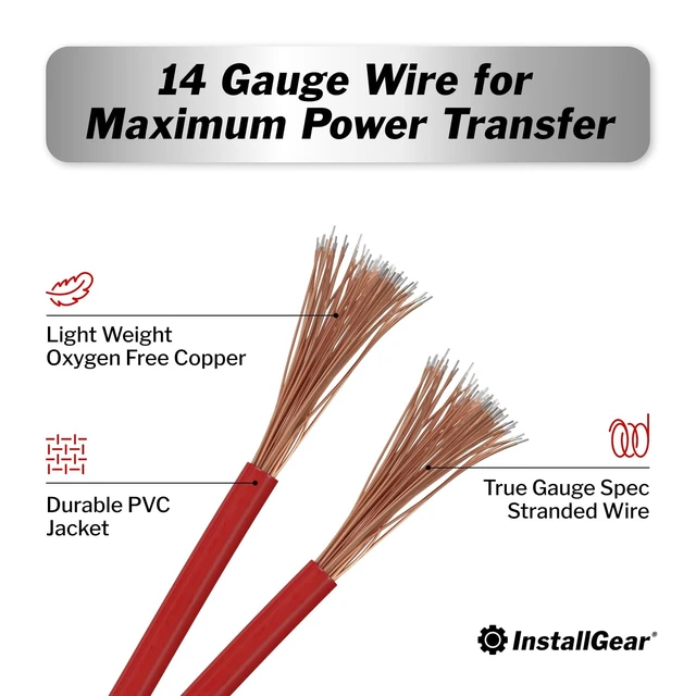 Alt view image 2 of 5 - InstallGear 100ft 14 Gauge OFC Copper Speaker Wire - Red Primary Cable for Car Audio, Home Theater, and Outdoor Use - Flexible PVC Jacket - Easy Polarity ID - Radio and Stereo