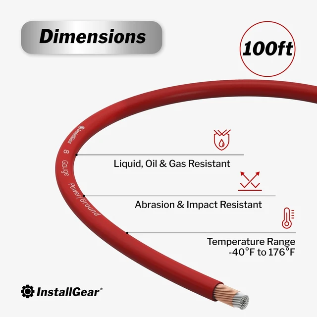 Alt view image 3 of 5 - InstallGear 100ft 14 Gauge OFC Copper Speaker Wire - Red Primary Cable for Car Audio, Home Theater, and Outdoor Use - Flexible PVC Jacket - Easy Polarity ID - Radio and Stereo