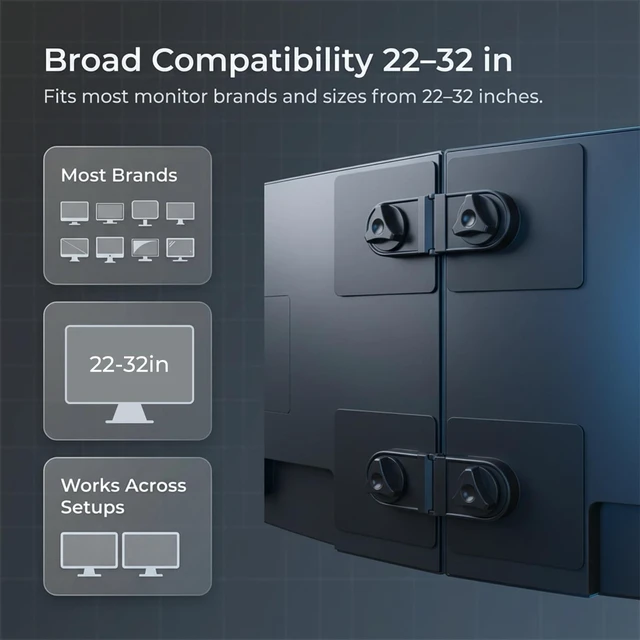 Alt view image 2 of 5 - 2-Pack Universal Magnetic Monitor Connection Bracket Compatible with All Computer Monitors Curved and Flat Screen Adjustable Magnetic Monitor Alignment Tool with Strong Adhesive