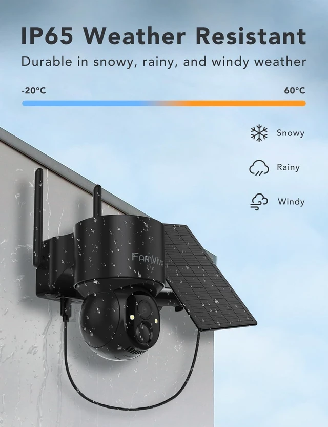 Alt view image 4 of 5 - FAMVIVA 2K Solar Security Cameras Wireless Outdoor, 360PTZ Battery Powered Cameras for Home Security, 2.4G WiFi Outdoor Camera with Color Night Vision, IP66 Waterproof, Motion Sensor Alarm, Bla