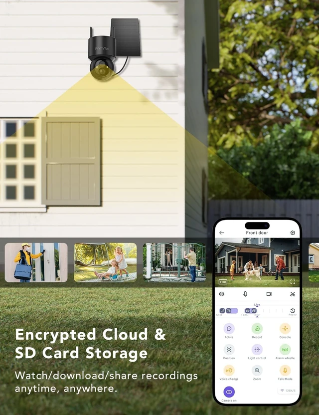 Alt view image 5 of 5 - FAMVIVA 2K Solar Security Cameras Wireless Outdoor, 360PTZ Battery Powered Cameras for Home Security, 2.4G WiFi Outdoor Camera with Color Night Vision, IP66 Waterproof, Motion Sensor Alarm, Bla