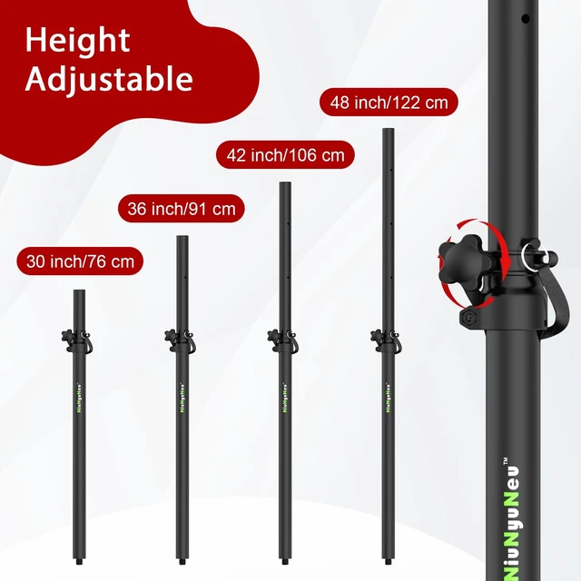 Alt view image 3 of 5 - NiuNyuNeu Set of 2 Subwoofer Speaker Poles 30"-48" Fit Subs with M20 Mount