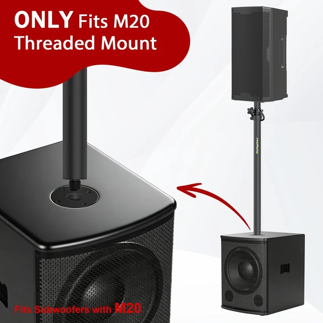 Alt view image 4 of 5 - NiuNyuNeu Set of 2 Subwoofer Speaker Poles 30"-48" Fit Subs with M20 Mount