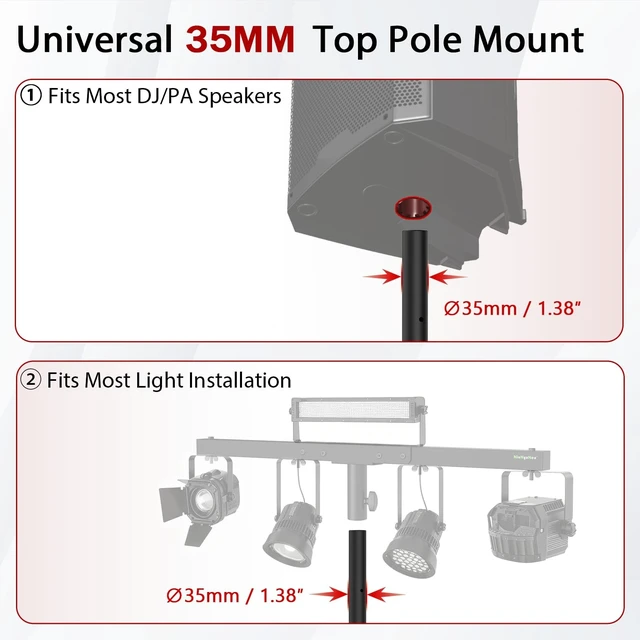 Alt view image 5 of 5 - NiuNyuNeu Set of 2 Subwoofer Speaker Poles 30"-48" Fit Subs with M20 Mount