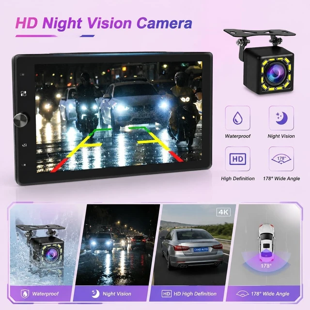 Alt view image 3 of 5 - 10.4" Rotatable Single Din Car Stereo Touchscreen Radio Wireless CarPlay Android Auto, Bluetooth 5.2 WiFi6 HD 1280 * 800 IPS Display with Backup Camera