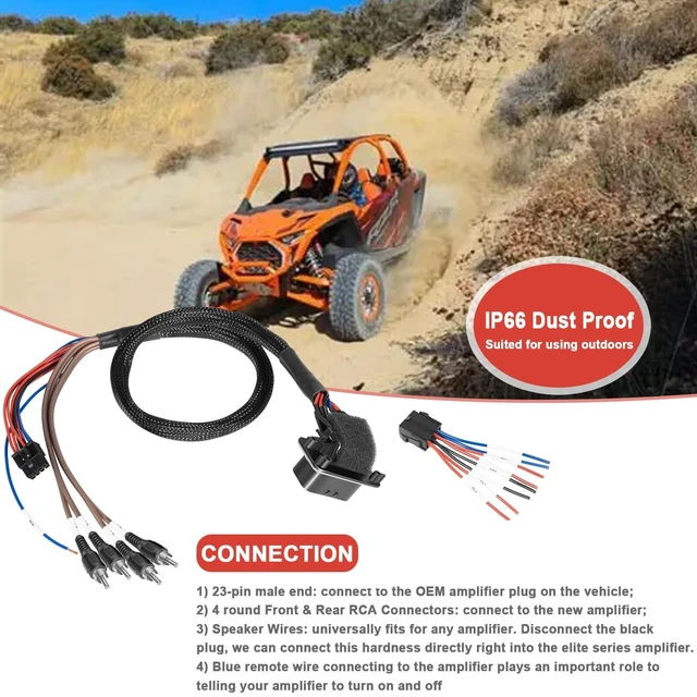 Alt view image 3 of 5 - mooncar for RZR Pro Series Ride Command Add an Amp w/Front & Rear RCA Outputs, Remote Wire and Speaker Wire,RCA Output Harness Cable for Polaris RZR Pro R, Turbo R and Pro XP