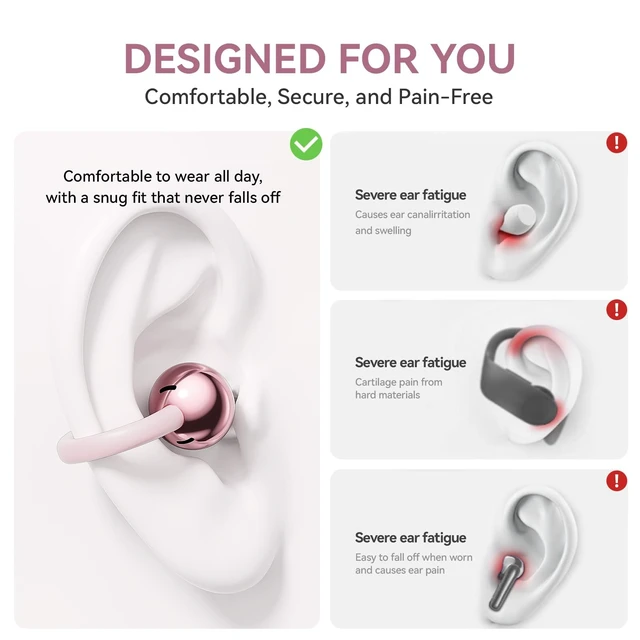 Alt view image 4 of 5 - CHENRUIDA Earring Open Ear Earbuds Fashion and Luxury for Lady (Rose Gold)
