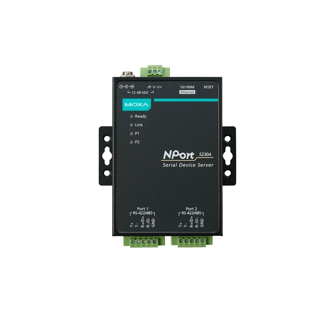 Alt view image 2 of 2 - MOXA NPort 5230A-T 2 Port Device Server, 10/100M Ethernet, RS-422/485, Terminal Block, 15KV ESD, 0.5KV Serial Surge, 12~48VDC, -40~75C