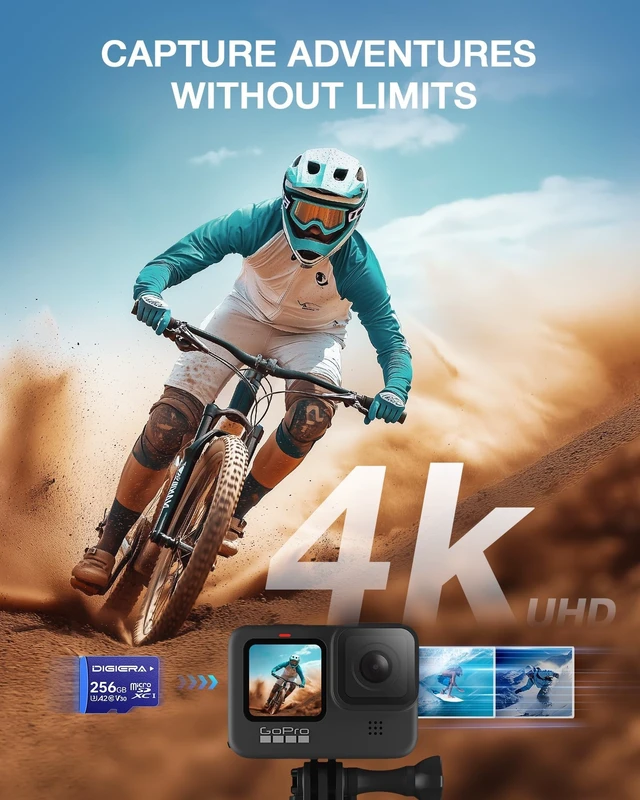 Alt view image 5 of 5 - DIGIERA 256GB LT100 microSDXC UHS-I Memory Card with Adapter - up to 170MB/s, C10, U3, V30, 4K, A2, Micro SD Card for Smartphones, Tablets, Cameras, Gaming Consoles, and Drones (1 Pack)