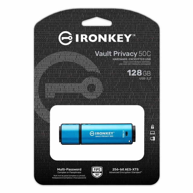 Alt view image 3 of 5 - Kingston IronKey Vault Privacy 50 USB-C 128GB Flash Drive