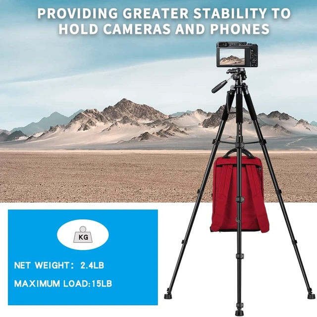 Alt view image 5 of 5 - ZOMEi 188cm Heavy Duty DSLR Tripod Stand, Tall Multi-Functional Extension, Multi-Angle Shooting, Compatible with Cameras, Mobile Phones, Projector, Binoculars, Spotting Scope, Black