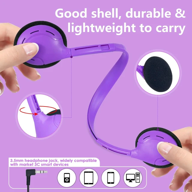 Alt view image 2 of 5 - TJZXGUI Kids Headphones Bulk 10 Pack for School Classroom Student Children