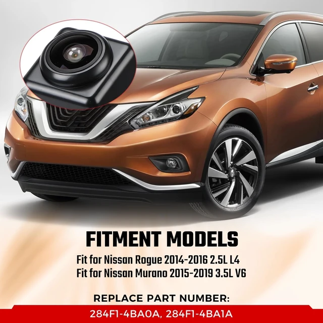 Alt view image 4 of 5 - Front View Camera Bumper Grille Camera OE: 284F1-4BA0A 284F1-4BA1A, Compatible with 2014-2016 Nissan Rogue 2.5L L4 Murano 2015-2019 3.5L V6