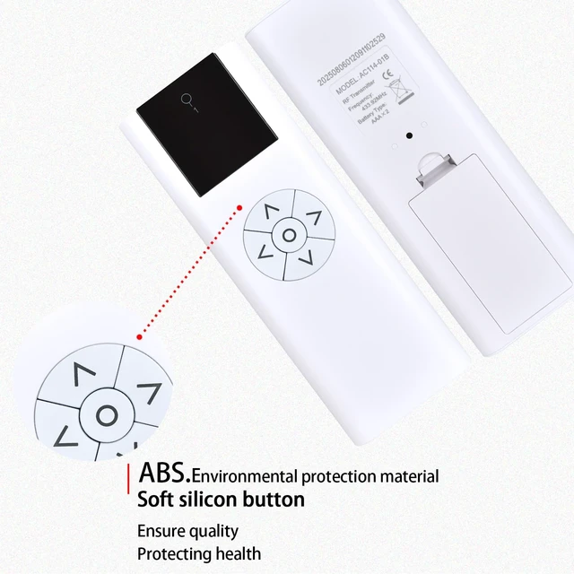 Alt view image 5 of 5 - FQOUG AC114-01B 01 Blinds Remote Control Replacement, 1 Channel RF Transmitter (RF 433.92MHz) for Electric Blind, Shade and Sunshade