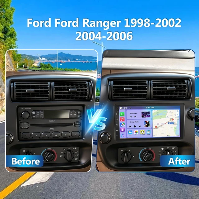 Alt view image 2 of 5 - 7 Inch Double Din Car Stereo Upgrade for Ford Ranger 1998-2002 2004-2006