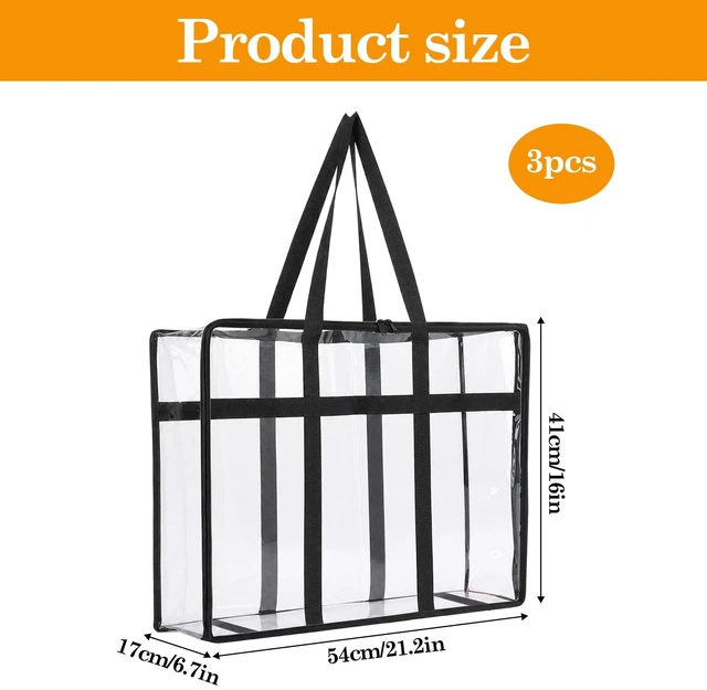 Alt view image 2 of 5 - Klmnop 3 Pack Blu Ray Storage Bags, Clear Plastic DVD Case Holder Organizer with Handles for Blurays DVDs CDs, Video Game Storage Box, Holds 90 Blu-ray Cases or 70 DVDs Each Bag