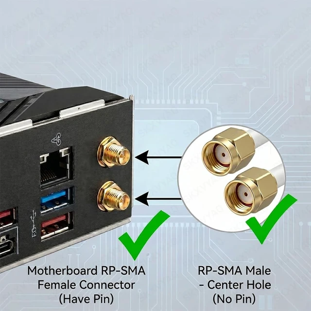 Alt view image 3 of 5 - WiFi 6 6e Antenna 2T2R Dual Band 2.4/5/6GHz RP-SMA for Asus Gigabyte MSI