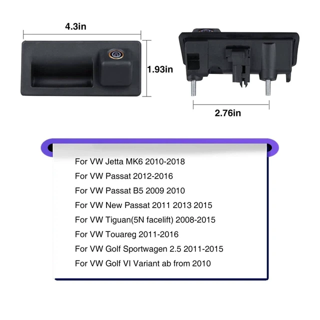 Alt view image 2 of 5 - Car Rear View Trunk Handle Camera for SCUMAXCON RCD360 PRO2/PRO3S
