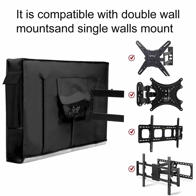 Alt view image 5 of 5 - Merry Christmas Outdoor TV Cover Waterproof Weatherproof, Red Black Plaid Christmas Green Tree Snowflakes TV Covers for 48 to 50 Inch Outside Flat Screen TV Protector Shield 48"W x 30"H x 4.5"D