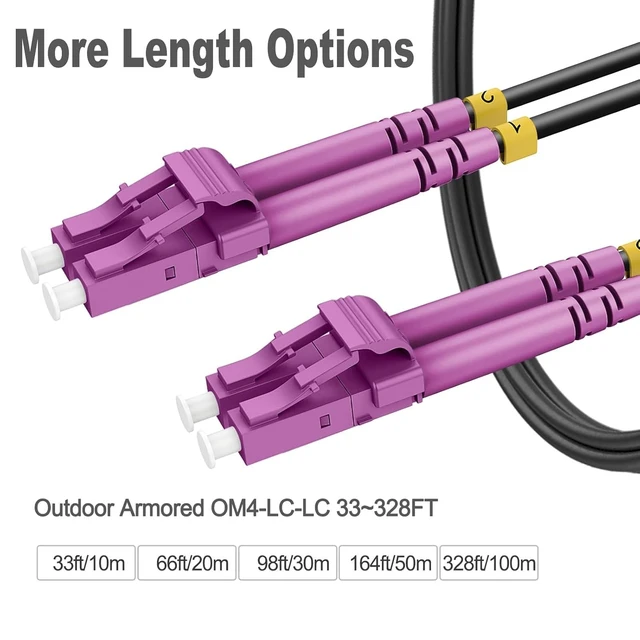 Alt view image 4 of 5 - RamboCables-OM4 LC to LC Fiber Patch Cable Armored Multimode, 50ft/15m