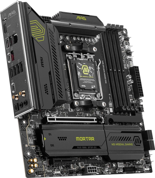 Alt view image 3 of 5 - MSI MAG B850M Mortar WiFi Motherboard, mATX - Supports AMD Ryzen 9000/8000 / 7000 Processors, AM5-60A SPS VRM, DDR5 Memory Boost 8200+ MT/s (OC), PCIe 5.0 x16, M.2 Gen5, Wi-Fi 7, 5G LAN