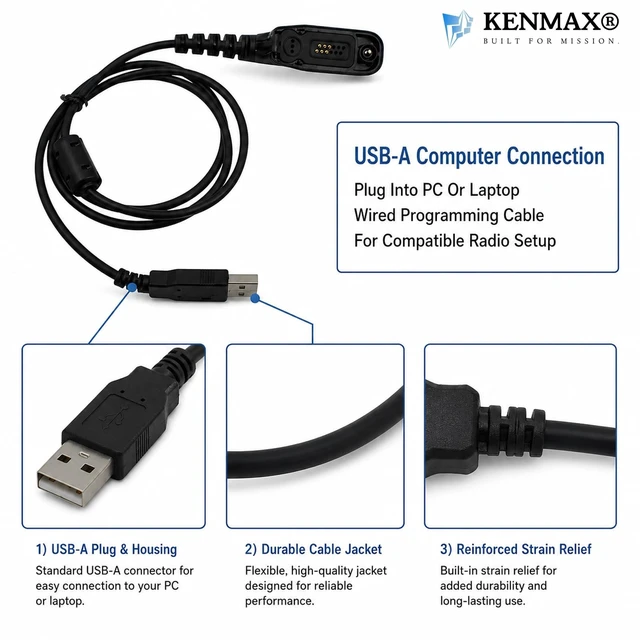 Alt view image 4 of 5 - KENMAX Professional Walkie Talkie USB Programming Cable for APX-6000 P25 APX-6000XE P25 DP-3600 DP-3601 XPR-6500 XPR-6550