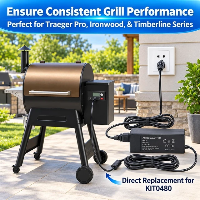 Alt view image 3 of 5 - 20V Power Adapter Replacement for Traeger KIT0480 ELE143, Compatible with Traeger Pro Ironwood Silverton Timberline Century Series Pellet Grills, Power Supply Cord Cable Charger PSU