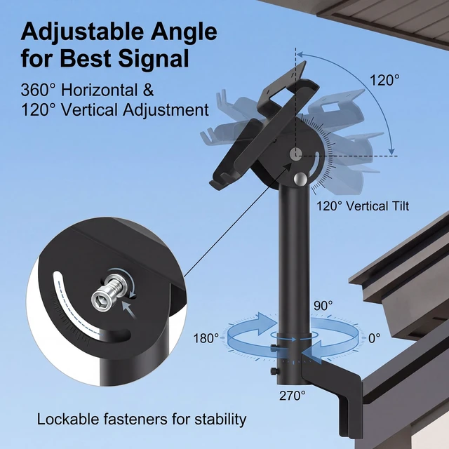 Alt view image 2 of 5 - Gen 3/4/4X Roof & Wall Mount for Starlink,120 Tilt & 360 Rotatable
