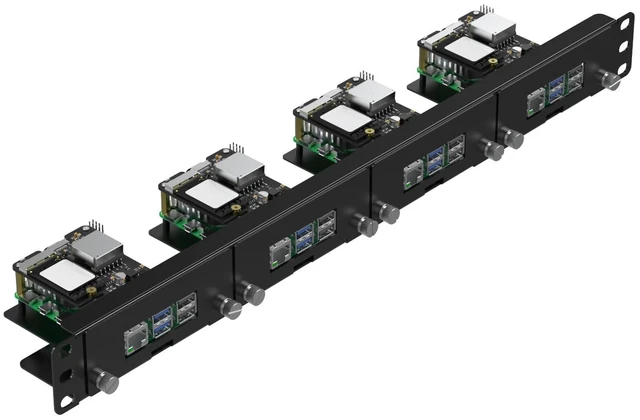 Main image of UCTRONICS Front Removable 1U Rack Mount with PoE Functionality, 19" Raspberry Pi 5 NVMe Rack with PCIe M.2 NVMe (2230/2242), IEEE 802.3af/at PoE+