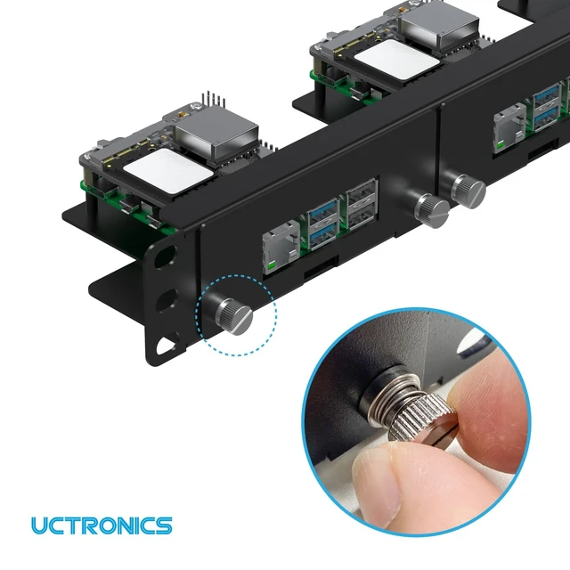 Alt view image 2 of 5 - UCTRONICS Front Removable 1U Rack Mount with PoE Functionality, 19" Raspberry Pi 5 NVMe Rack with PCIe M.2 NVMe (2230/2242), IEEE 802.3af/at PoE+